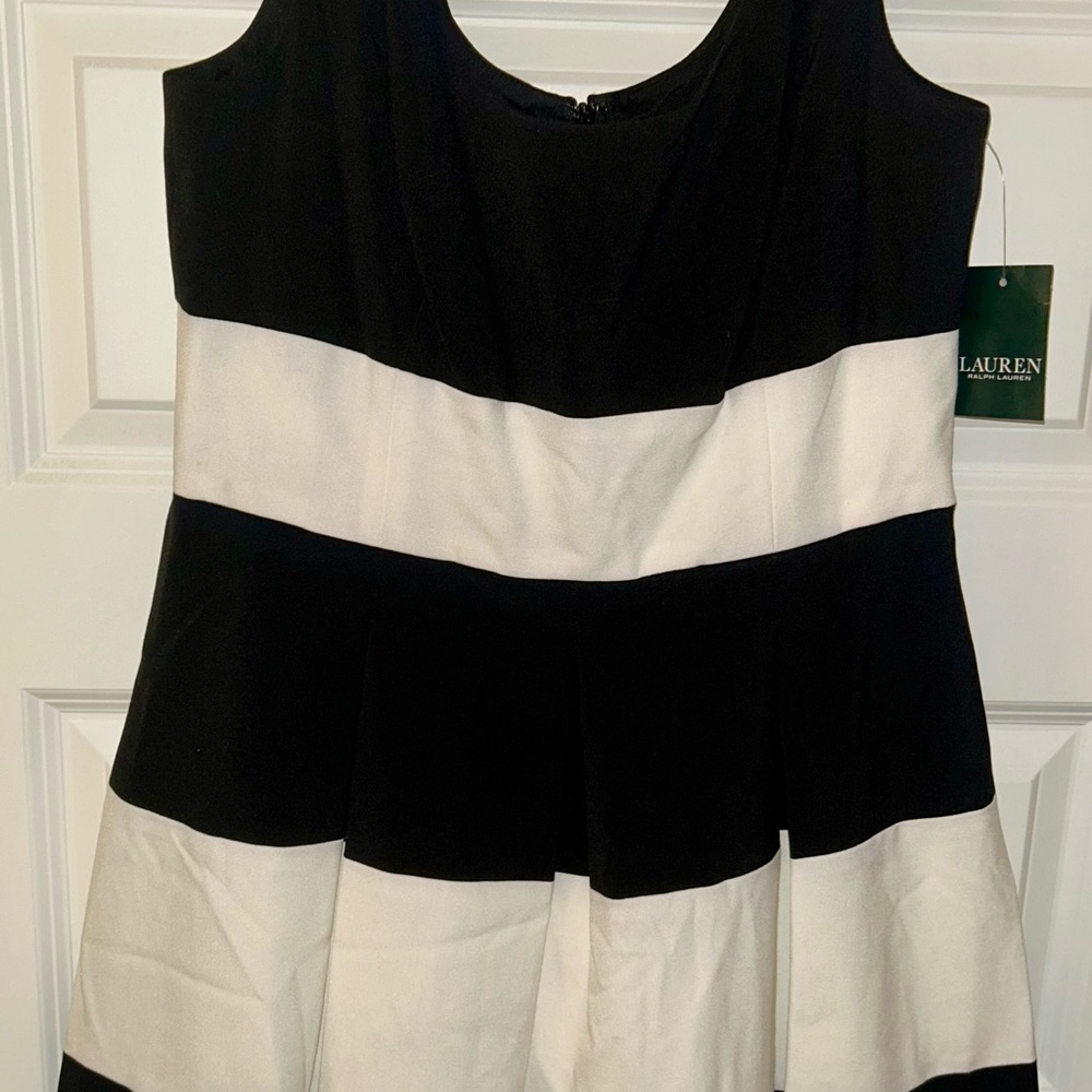 NWT Ralph Lauren Monochrome Striped Dress size 12P